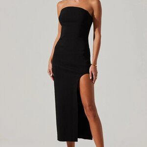Astr Idalia Strapless Bodycon Midi Dress Black | Medium